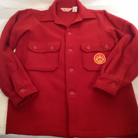 Vintage Boy Scouts Of America Red Wool Shirt Jacket Made In USA Size 38 - Picture 11 of 16